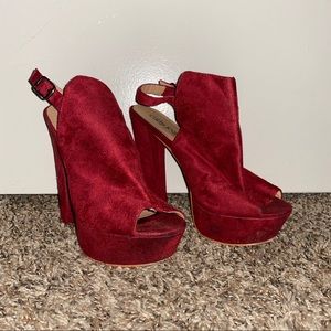 Cathy Jean Red platform opened booties